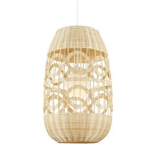 Lampa wisząca ARONA NATURAL - zwis 1xE14 biała z rattanem 40 cm Milagro