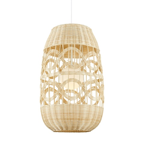 Lampa wisząca ARONA NATURAL - zwis 1xE14 biała z rattanem 40 cm Milagro