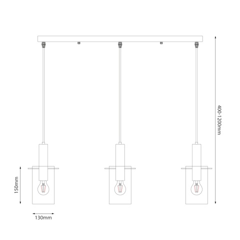 Lampa wisząca Arcadia - zwis 3xE27 czarna 78 cm Milagro