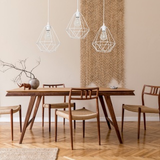 Lampa wisząca BASKET - zwis 3xE27 biała 70 cm Milagro