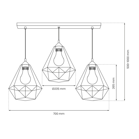 Lampa wisząca BASKET - zwis 3xE27 biała 70 cm Milagro