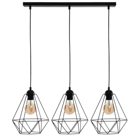 Lampa wisząca BASKET - zwis 3xE27 czarna 70 cm Milagro
