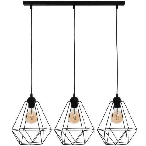 Lampa wisząca BASKET - zwis 3xE27 czarna 70 cm Milagro