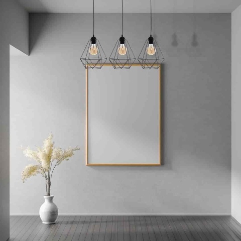 Lampa wisząca BASKET - zwis 3xE27 czarna 70 cm Milagro