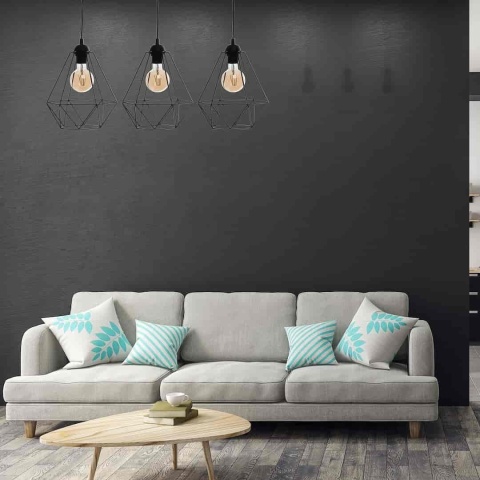 Lampa wisząca BASKET - zwis 3xE27 czarna 70 cm Milagro