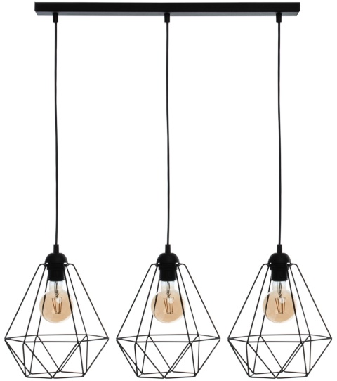 Lampa wisząca BASKET - zwis 3xE27 czarna 70 cm Milagro