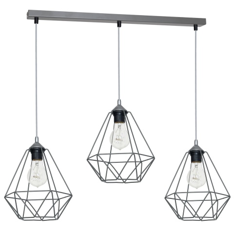 Lampa wisząca BASKET - zwis 3xE27 szara 70 cm Milagro