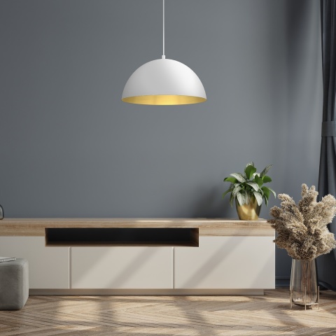 Lampa wisząca Beta - zwis 1xE27 biało-złota 35 cm Milagro