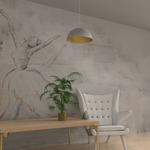 Lampa wisząca Beta - zwis 1xE27 biało-złota 45 cm Milagro