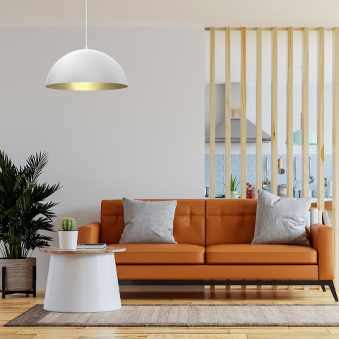 Lampa wisząca Beta - zwis 1xE27 biało-złota 45 cm Milagro