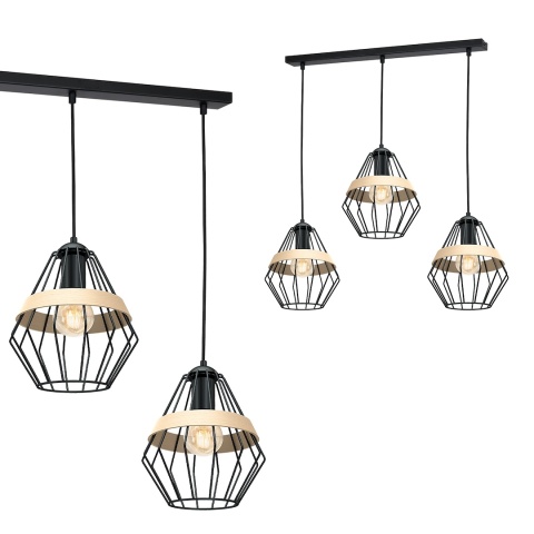 Lampa wisząca CLIFF - zwis 3xE27 czarna 90 cm Milagro