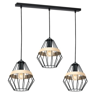 Lampa wisząca CLIFF - zwis 3xE27 czarna 90 cm Milagro