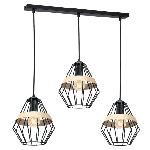 Lampa wisząca CLIFF - zwis 3xE27 czarna 90 cm Milagro