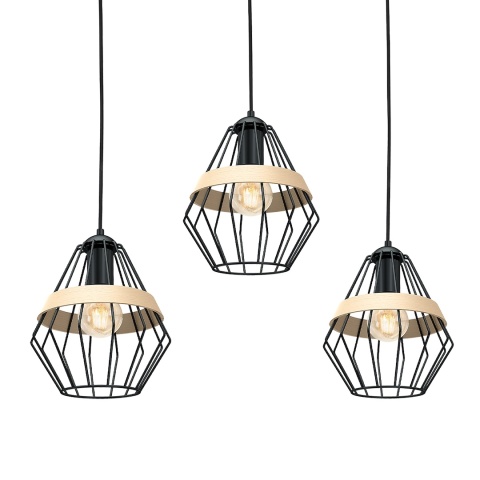 Lampa wisząca CLIFF - zwis 3xE27 czarna 90 cm Milagro