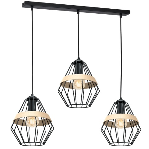 Lampa wisząca CLIFF - zwis 3xE27 czarna 90 cm Milagro