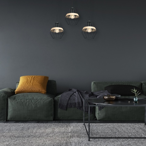 Lampa wisząca CLIFF - zwis 3xE27 czarna 90 cm Milagro