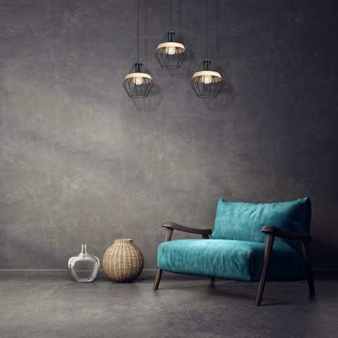 Lampa wisząca CLIFF - zwis 3xE27 czarna 90 cm Milagro