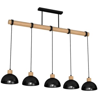 Lampa wisząca ERIK Wood - zwis 5xE27 czarna 100 cm Milagro