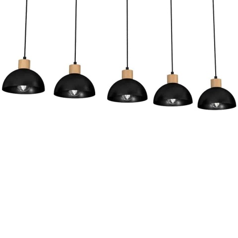 Lampa wisząca ERIK Wood - zwis 5xE27 czarna 100 cm Milagro
