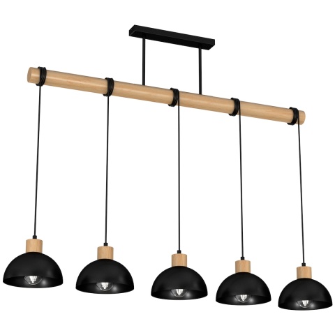 Lampa wisząca ERIK Wood - zwis 5xE27 czarna 100 cm Milagro