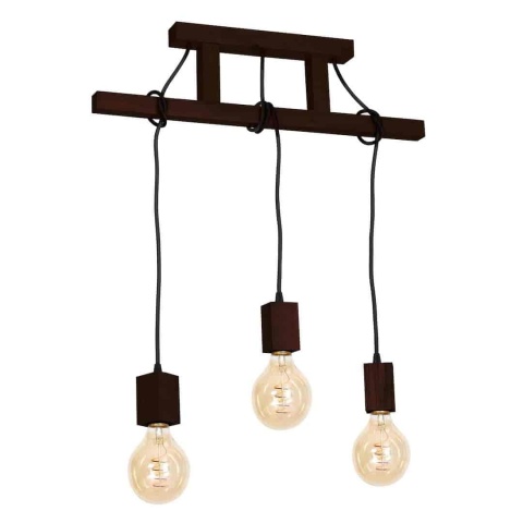 Lampa wisząca JACK Orzech - zwis 3xE27 w kolorze naturalnego drewna 60 cm Milagro