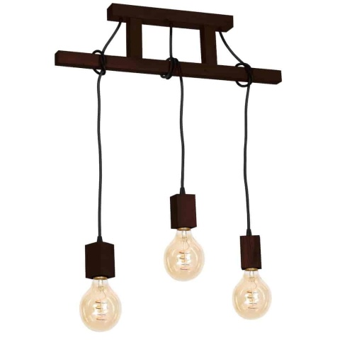 Lampa wisząca JACK Orzech - zwis 3xE27 w kolorze naturalnego drewna 60 cm Milagro