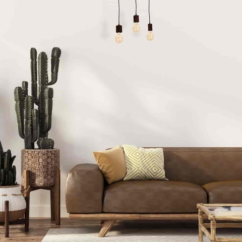 Lampa wisząca JACK Orzech - zwis 3xE27 w kolorze naturalnego drewna 60 cm Milagro