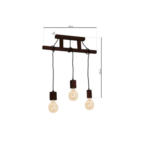 Lampa wisząca JACK Orzech - zwis 3xE27 w kolorze naturalnego drewna 60 cm Milagro