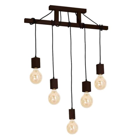 Lampa wisząca JACK Orzech - zwis 5xE27 w kolorze naturalnego drewna 75 cm Milagro