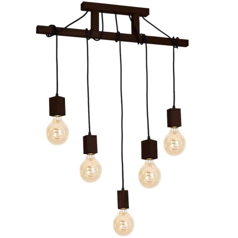 Lampa wisząca JACK Orzech - zwis 5xE27 w kolorze naturalnego drewna 75 cm Milagro