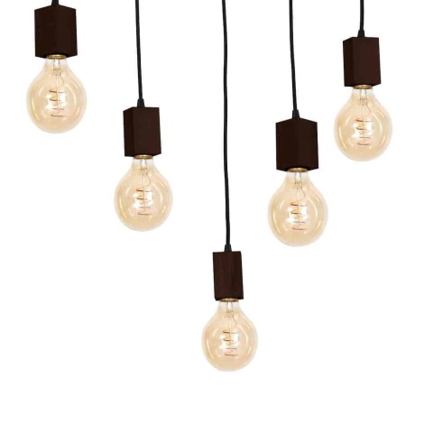 Lampa wisząca JACK Orzech - zwis 5xE27 w kolorze naturalnego drewna 75 cm Milagro