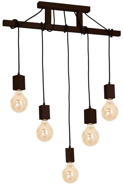 Lampa wisząca JACK Orzech - zwis 5xE27 w kolorze naturalnego drewna 75 cm Milagro
