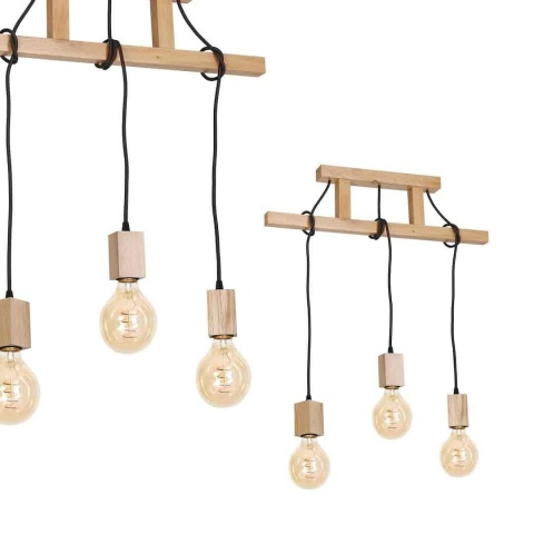 Lampa wisząca JACK - zwis 3xE27 w kolorze naturalnego drewna 60 cm Milagro