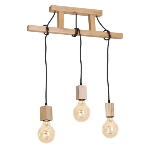 Lampa wisząca JACK - zwis 3xE27 w kolorze naturalnego drewna 60 cm Milagro