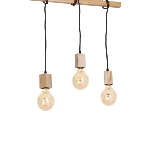 Lampa wisząca JACK - zwis 3xE27 w kolorze naturalnego drewna 60 cm Milagro