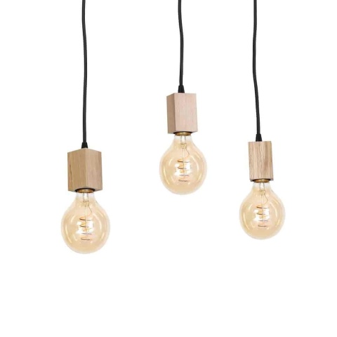 Lampa wisząca JACK - zwis 3xE27 w kolorze naturalnego drewna 60 cm Milagro