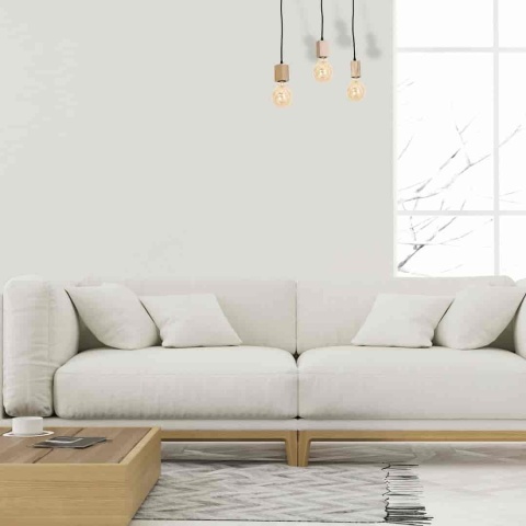 Lampa wisząca JACK - zwis 3xE27 w kolorze naturalnego drewna 60 cm Milagro