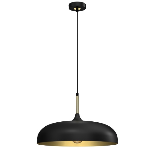 Lampa wisząca LINCOLN - zwis 1xE27 czarno-złota 45 cm Milagro