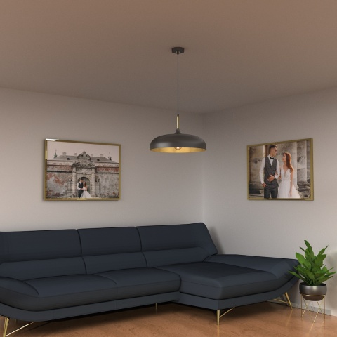 Lampa wisząca LINCOLN - zwis 1xE27 czarno-złota 45 cm Milagro