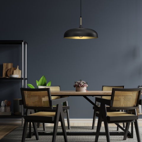 Lampa wisząca LINCOLN - zwis 1xE27 czarno-złota 45 cm Milagro