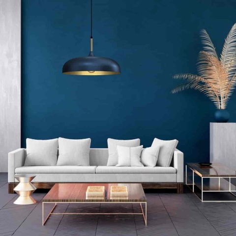 Lampa wisząca LINCOLN - zwis 1xE27 niebiesko-złota 45 cm Milagro