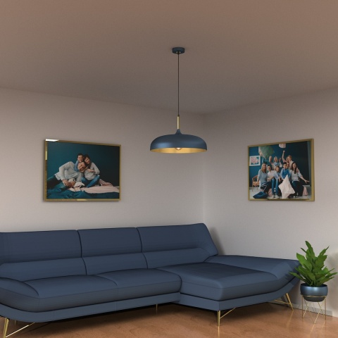 Lampa wisząca LINCOLN - zwis 1xE27 niebiesko-złota 45 cm Milagro