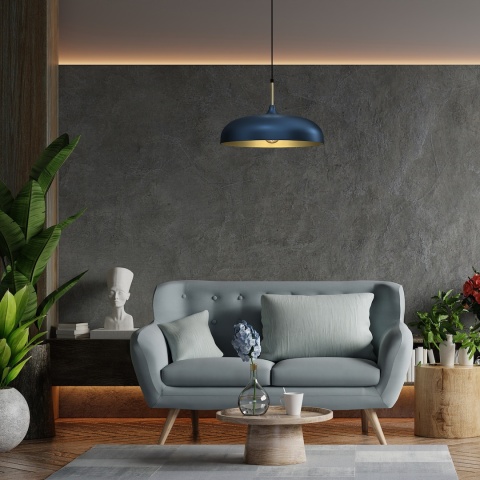 Lampa wisząca LINCOLN - zwis 1xE27 niebiesko-złota 45 cm Milagro
