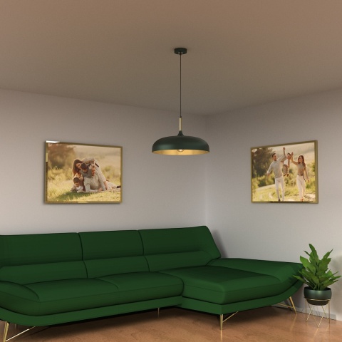 Lampa wisząca LINCOLN - zwis 1xE27 zielono-złota 45 cm Milagro