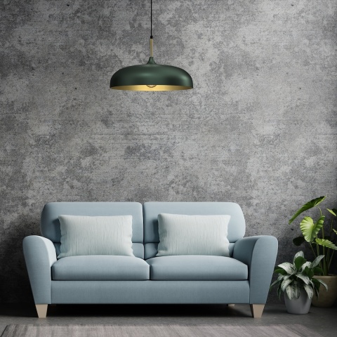 Lampa wisząca LINCOLN - zwis 1xE27 zielono-złota 45 cm Milagro