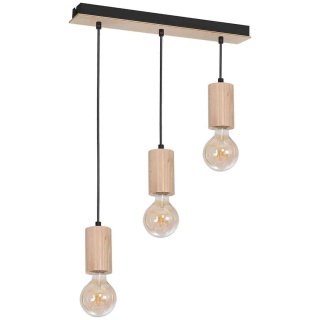 Lampa wisząca LINES - zwis 3xE27 w kolorze naturalnego drewna 62 cm Milagro