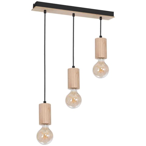 Lampa wisząca LINES - zwis 3xE27 w kolorze naturalnego drewna 62 cm Milagro