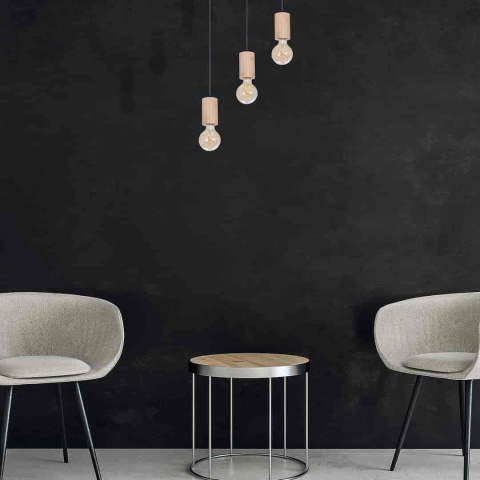 Lampa wisząca LINES - zwis 3xE27 w kolorze naturalnego drewna 62 cm Milagro