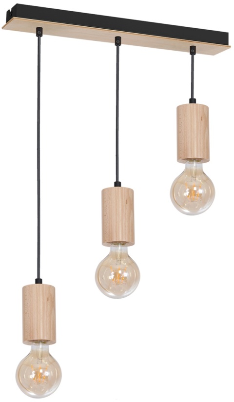 Lampa wisząca LINES - zwis 3xE27 w kolorze naturalnego drewna 62 cm Milagro