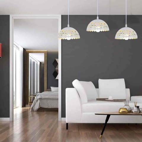 Lampa wisząca LISA - zwis 3xE27 biała 70 cm Milagro